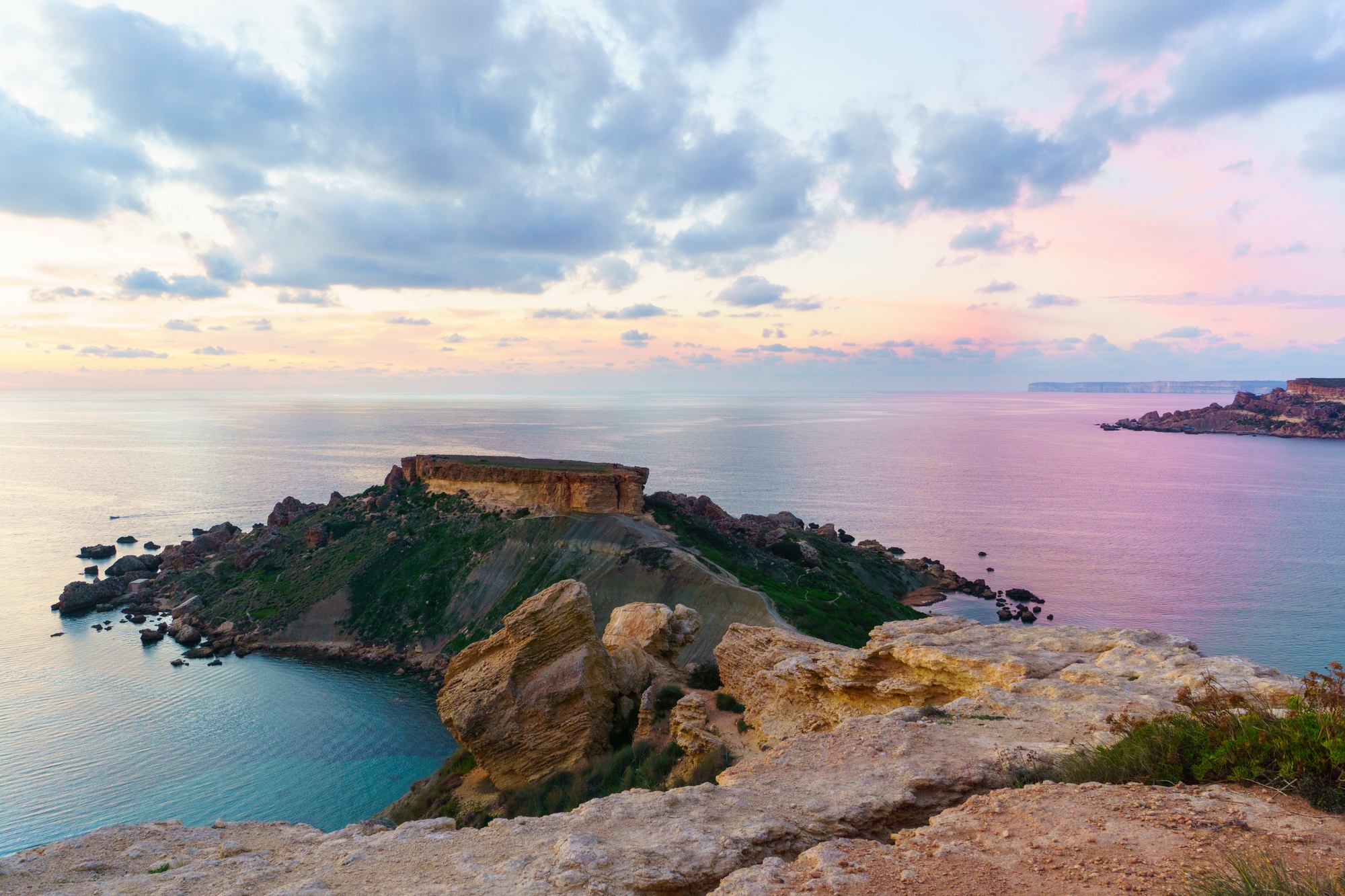 Panorama of Gnejna bay and Golden Bay
