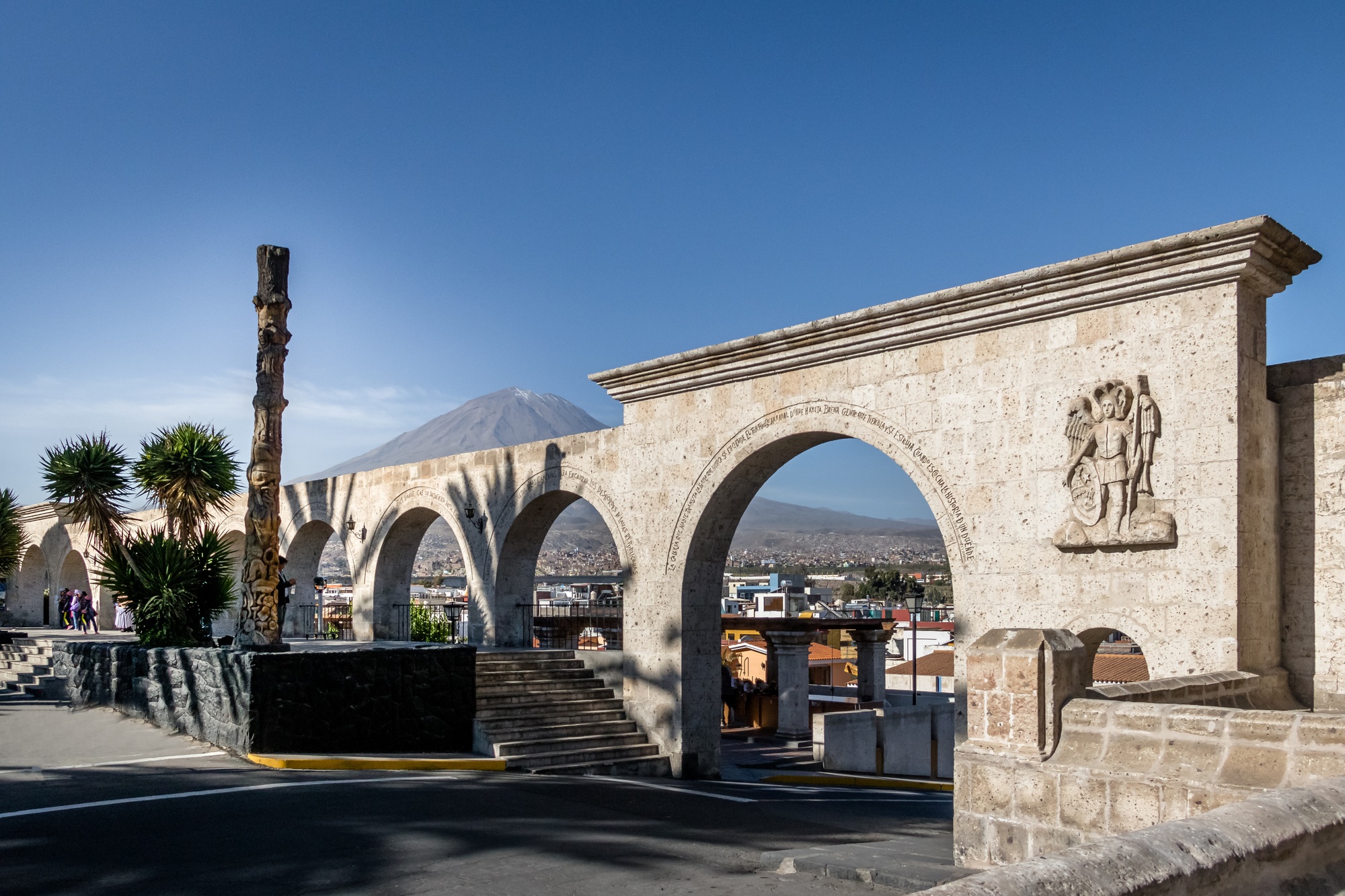 Yanahuara Plaza with the Arches on backgound- Arequipa, Peru